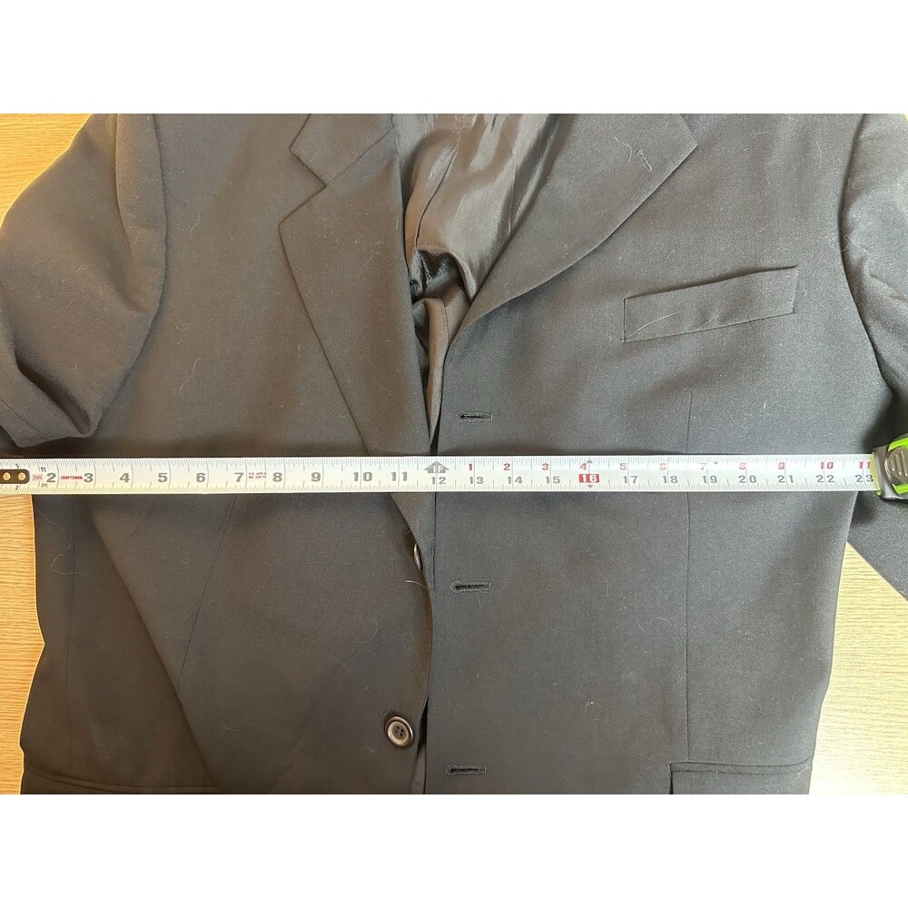 Men's Black Jacket Blazer 46R Black Classic Merino Wool Blend Sport Coat Italian - Picture 8 of 8